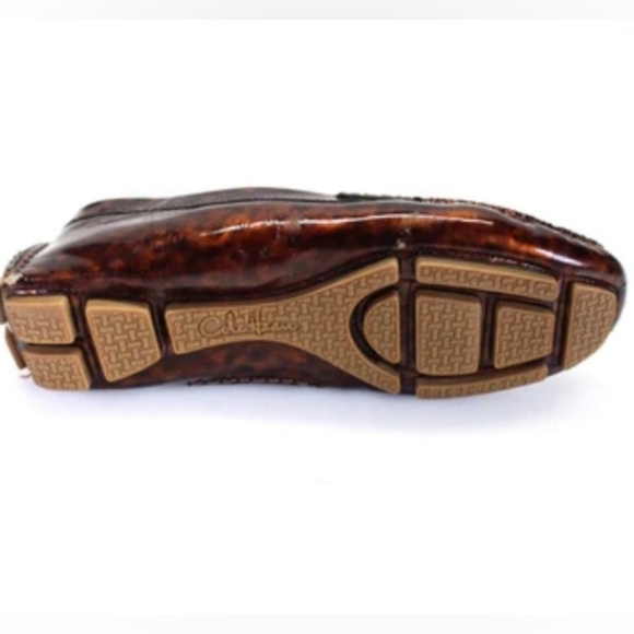 Cole Haan Womens Patent Leather Animal Print Flat Loafers Brown Sz6 - Picture 2 of 8